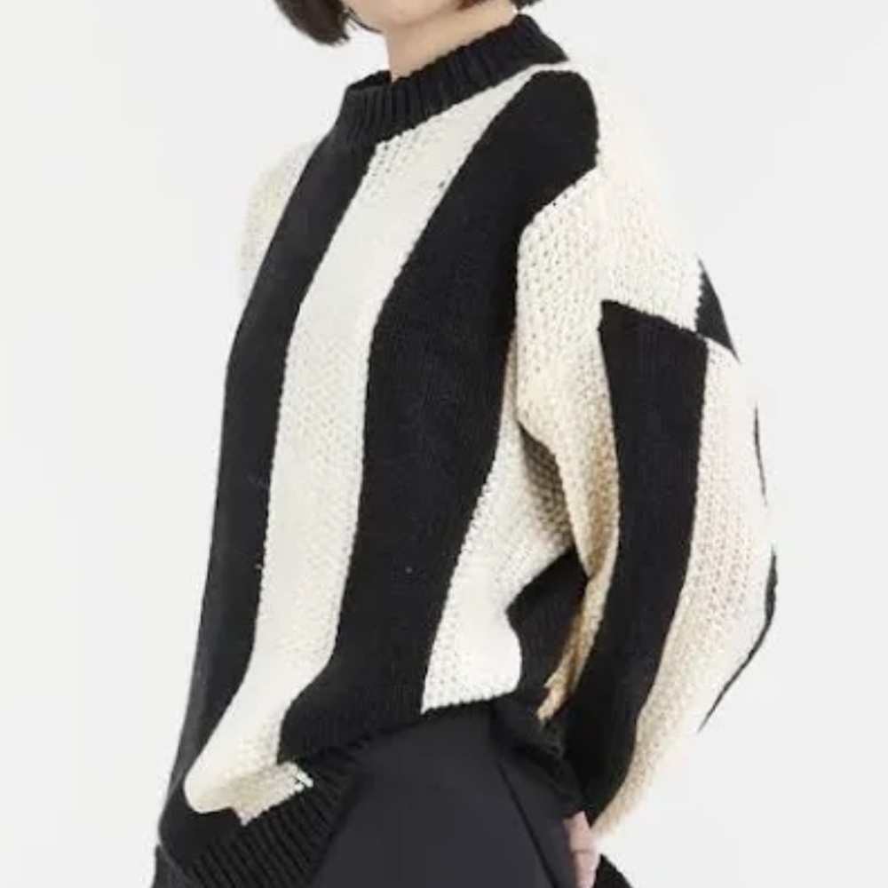 top shop women's oversized black and white striped sweater